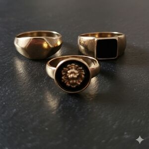 Aeropastle 3pk Rings lion/ geometric Silver shapes